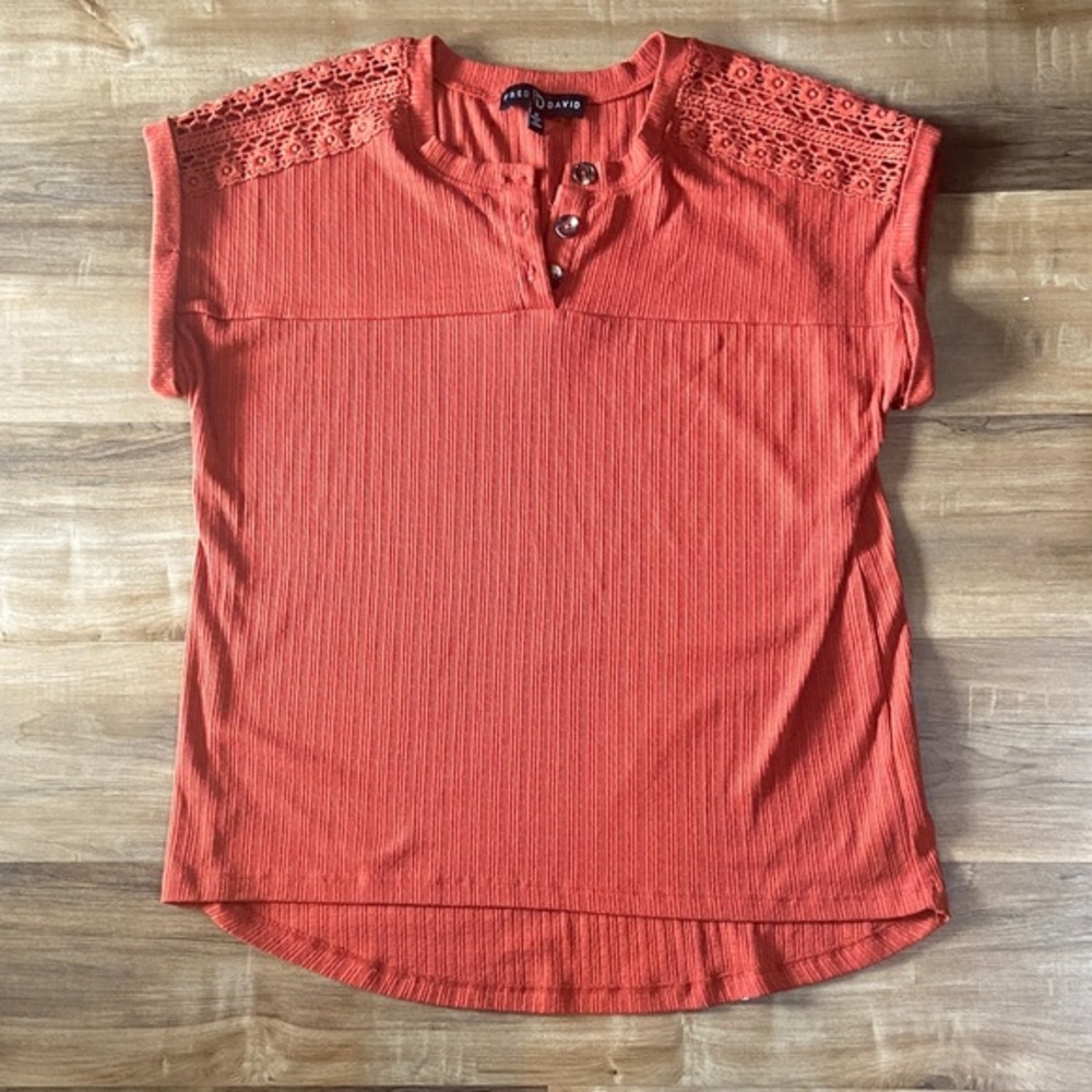 Fred David Coral Lace Accent Blouse